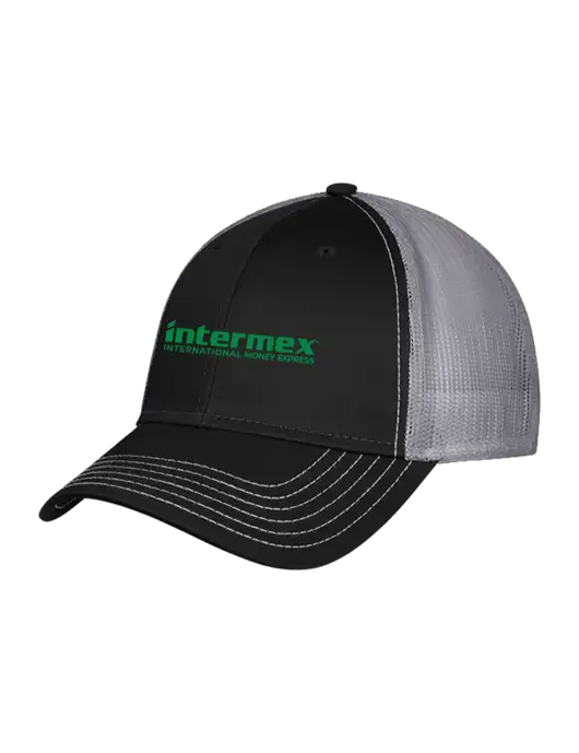 Black & Grey Mesh Trucker Cap Snap Back w/Intermex Logo