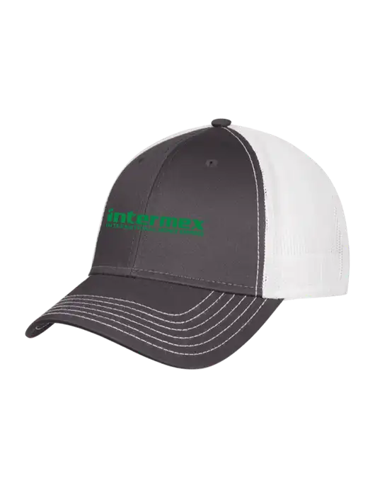 Dark Grey/White Mesh Trucker Cap Snap Back w/Intermex Logo