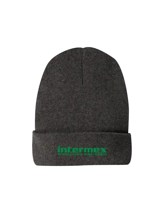 Recycled Charcoal Heather Beanie w/Intermex Logo