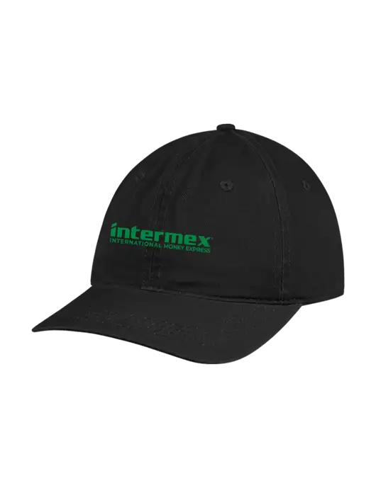 Garment Washed Unstructured Twill Black Cap w/Intermex Logo