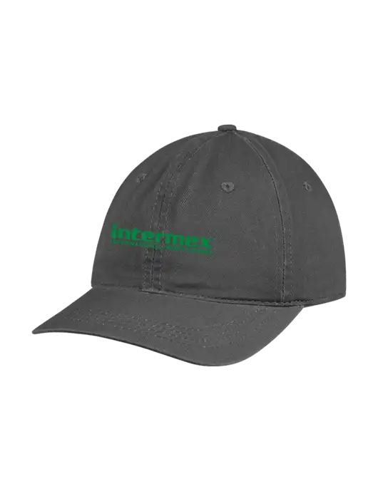 Garment Washed Unstructured Twill Charcoal Cap w/Intermex Logo