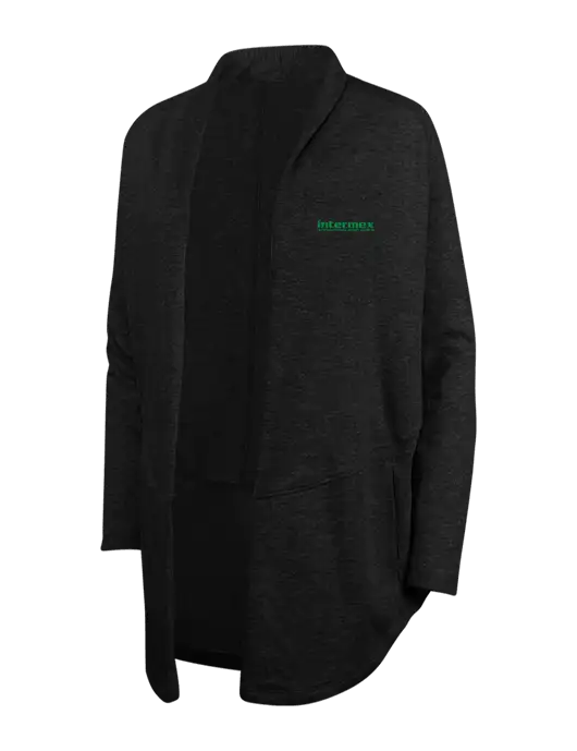 Deep Black/Charcoal Heather Womens Interlock Cardigan w/Intermex Logo