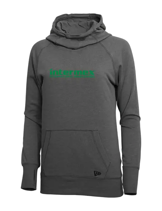 New Era Black Heather Womens Tri-Blend Fleece Pullover Hoodie w/Intermex Logo