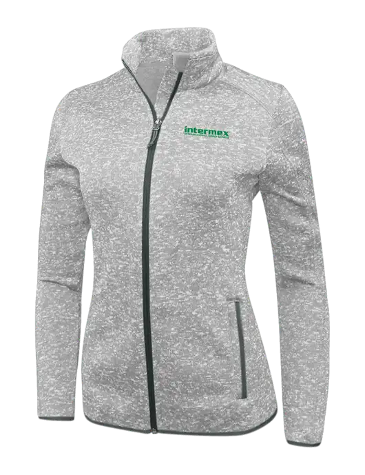 Grey Heather Womens Sweater Fleece Jacket w/Intermex Logo