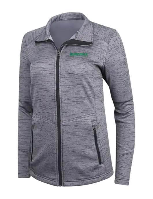 Medium Grey Womens Digi Stripe Fleece Jacket w/Intermex Logo