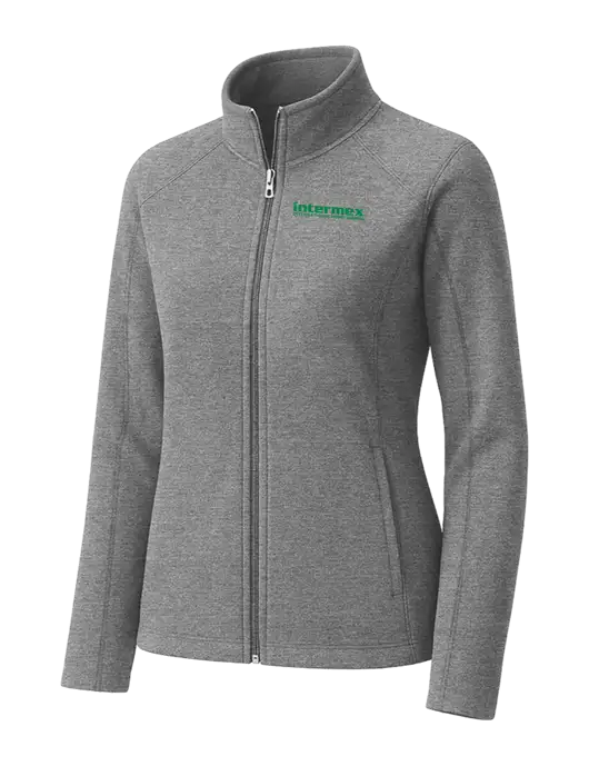 Medium Grey Womens Heather Microfleece Full-Zip Jacket w/Intermex Logo