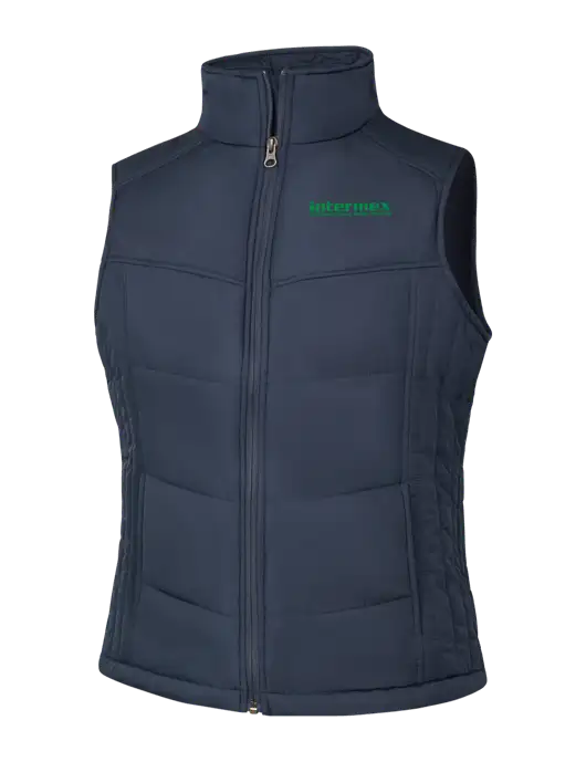 Womens Dark Slate/Black Puffy Vest w/Intermex Logo