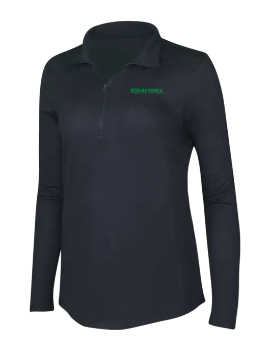 Black Triad Solid Womens Posicharge Tri-Blend Wicking 1/4 Zip Pullover w/Intermex Logo