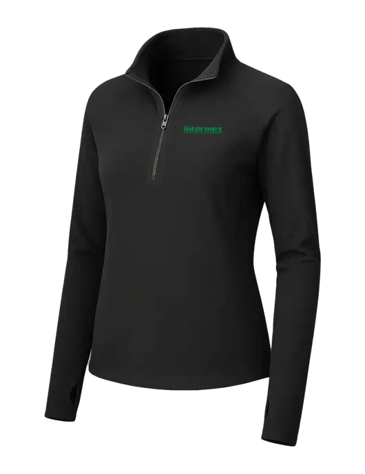 Womens Black Microfleece 1/2 Zip Pullover w/Intermex Logo