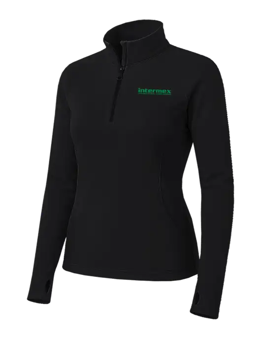 Womens Black Sport Wick Stretch 1/4 Zip Pullover w/Intermex Logo