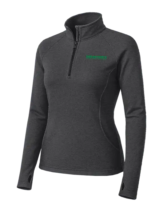 Dark Grey Heather Womens Sport Wick Stretch 1/4 Zip Pullover w/Intermex Logo
