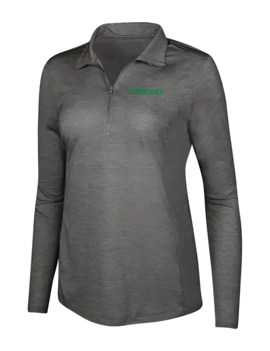 Dark Grey Heather Womens Posicharge Tri-Blend Wicking 1/4 Zip Pullover w/Intermex Logo